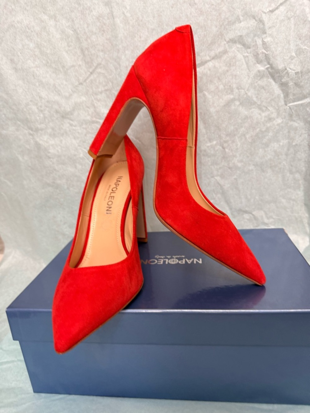 Red  suede Women's Heels Napoleoni made in Italy retail $750 38